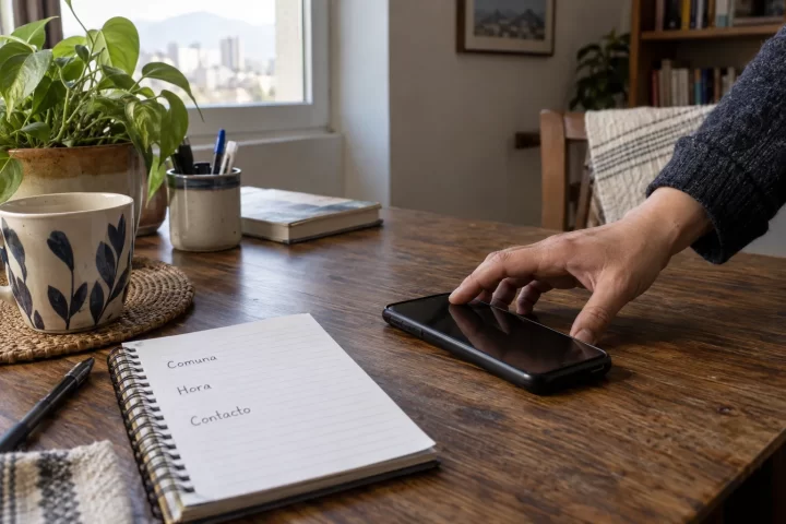 Teléfono y libreta con los datos básicos para pedir una primera orientación